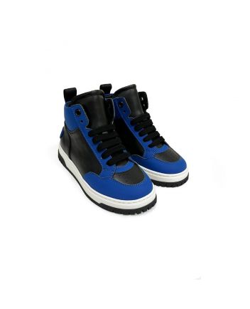 Kids Blue & Red Logo-Patch Ankle Sneakers