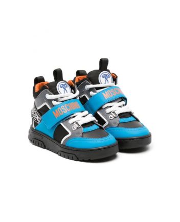 Boys Blue Logo-Print Panelled Sneakers