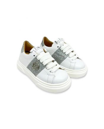 Girls White Leather Lo-Top Sneakers