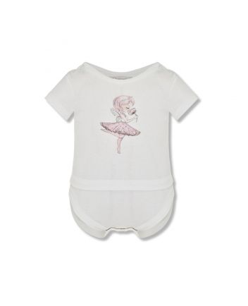 Sequins Printed Bodysuit, ecru