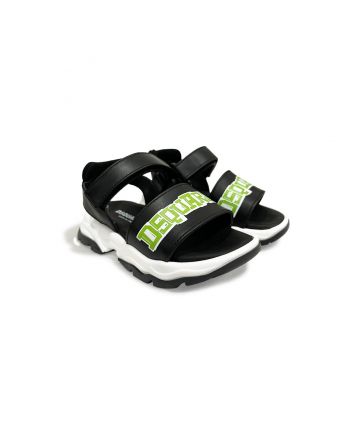 Girls Black Logo-Print Sandals