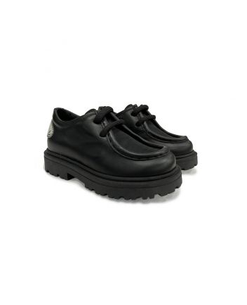 Boys Black Logo-Patch Shoes