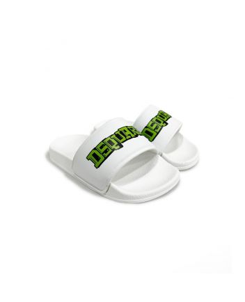 Unisex White Logo-Print Slides