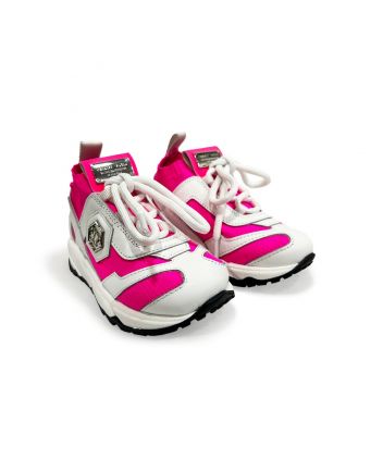 Girls Pink & White Logo-Patch Sneaker