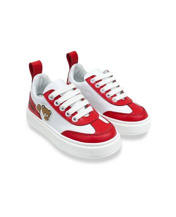 Unisex White & Red Teddy Sneaker
