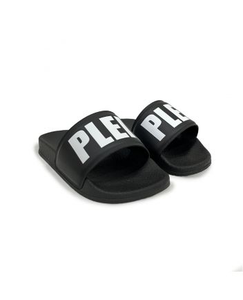 Unisex Black Plein-Print Slider