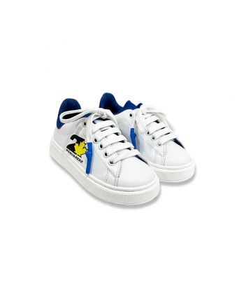 Boys White Lo-Top Logo-Print Sneaker