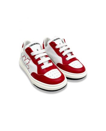 Boys White Maple-Leaf Sneakers