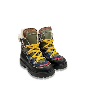 Boys Multi-Color Logo-Plaque Boots