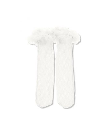 Girls White Feather Micromesh Socks