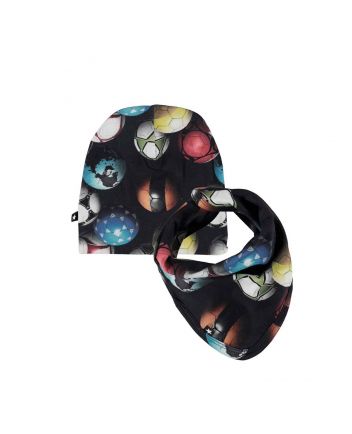 Blue Cotton Caps And Bib Set