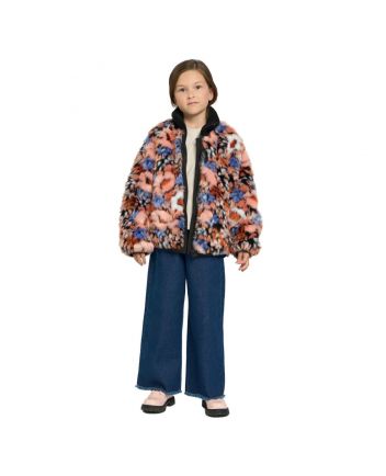 Multicolor Synthetic Down Faux Fur Jacket, multicolour