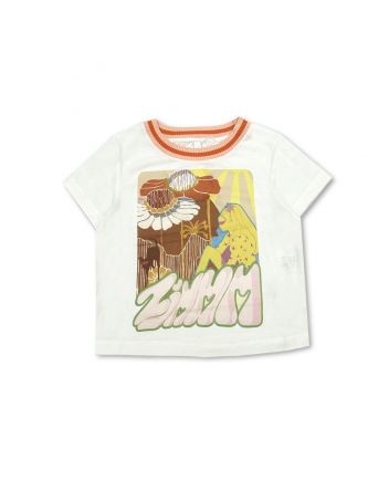 Kids White Junie Printed Half Sleeves T-Shirt