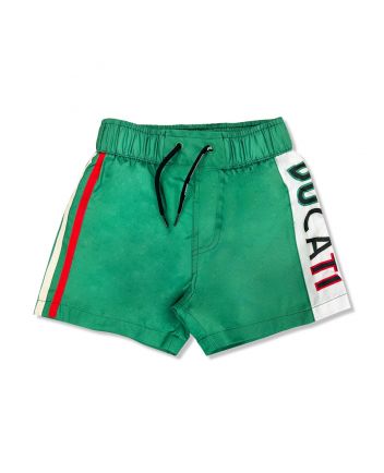 Boys Green Logo-Print Swim Shorts