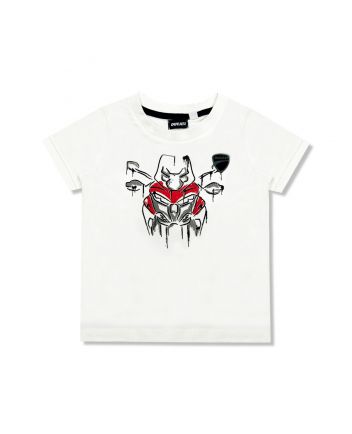 Boys White Bike-Print Cotton T-Shirt