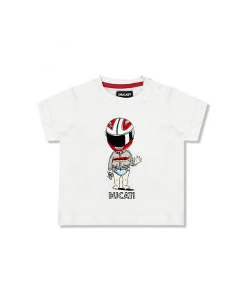 Baby Boys White Printed Cotton T-Shirt