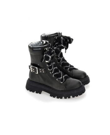 Girls Black Nubuck Leather Boots