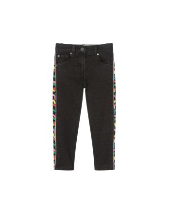 Girls Black Logo Tape Jeans