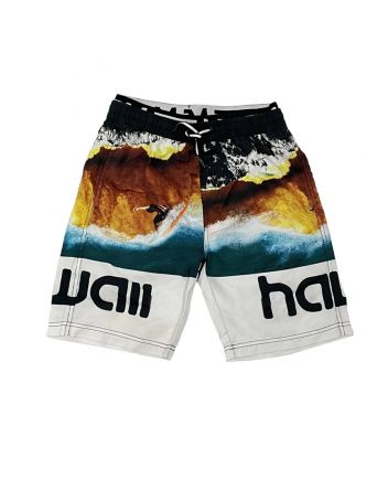 Color Block Waves Print Bermudas Shorts
