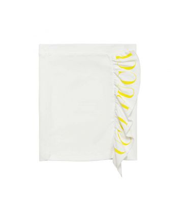 White Skirt with Yellow Logo Printed Side Frills