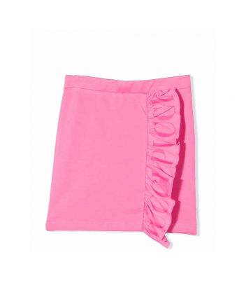 Pink Skirt with Logo Printed Side Frills