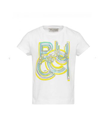 White T-Shirt with Colorful Logo Print