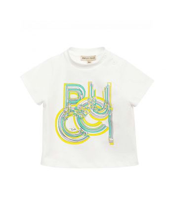 Colorful Logo Print White T-Shirt