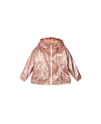 Girls Pink Foil Zip-Up Jacket