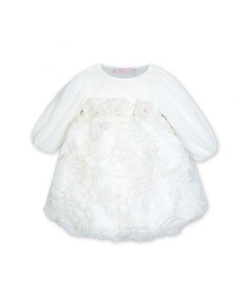 Laced Dress with a voluminous skirt, ecru