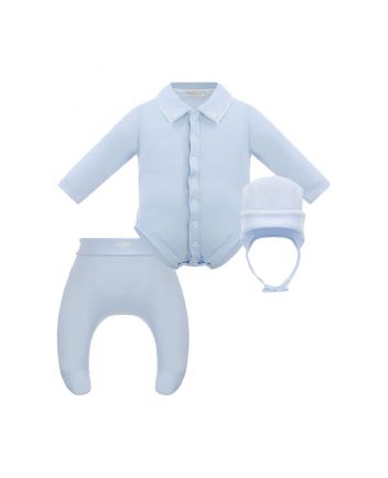 Set: Bodysuit and Pants, Bonnet, blue