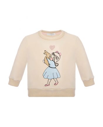 Decorated Knitted Sweatshirt, beige