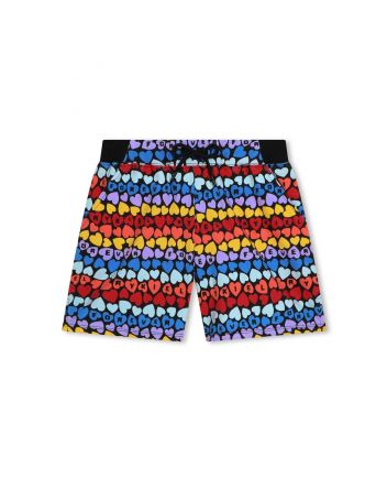 Girls Multi-Color Heart Print Shorts