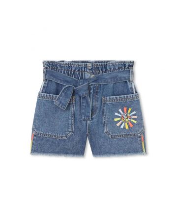 Girls Blue Cotton Denim Shorts