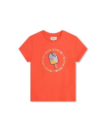 Girls Orange Logo-Embellished Cotton T-shirt