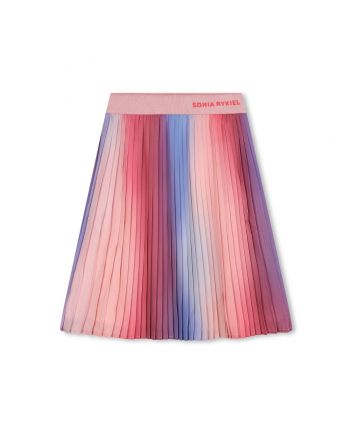 Girls Pink Pleated Crepe Skirt
