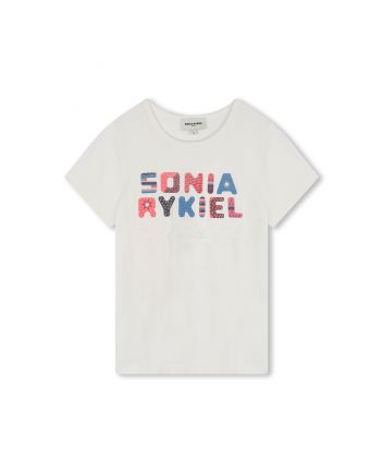 Girls White Logo-Print Cotton T-Shirt