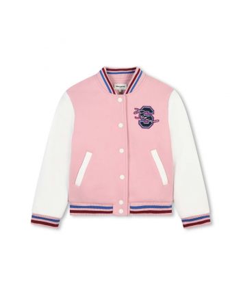 Girls Pink Logo-Embroidered Bomber Jacket