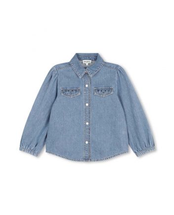 Girls Blue Denim Rhinestone Shirt