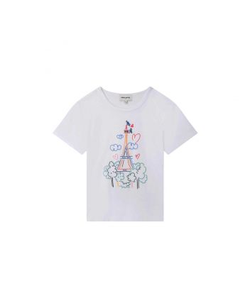 Girls White Eiffel Tower T-Shirt