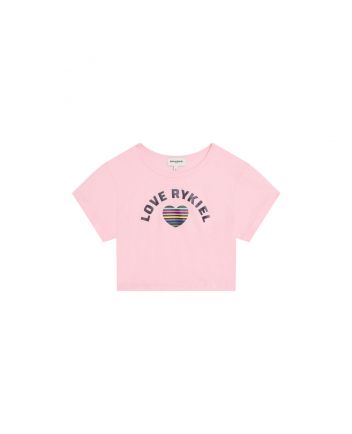 Girls Pink Logo Print Cropped Top