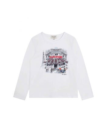 Girls White Graphic-Print T-Shirt