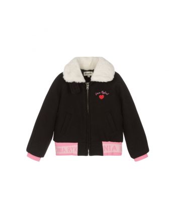 Girls Black & Pink Felted Jacket
