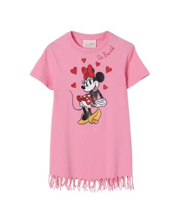 Girls Pink Minnie Mouse Print Dress