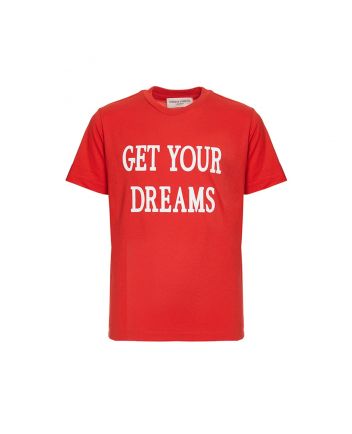 Red Slogan Print Cotton T-shirt