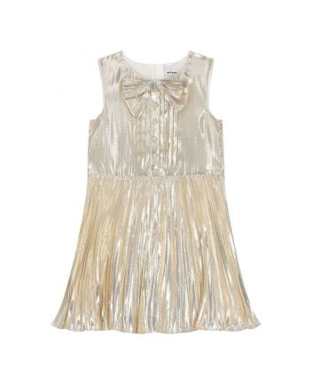 Girls Gold Bow-Patch Dress
