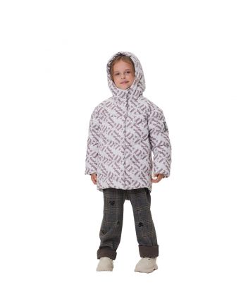 Real Down Jacket, branded print on beige