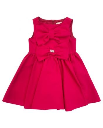 Girls Pink Logo-Patch Floral Dress