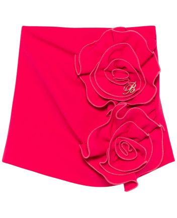 Girls Pink Floral-Applique Skirt