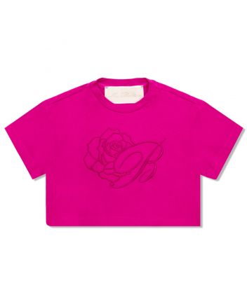 Girls Pink Logo-Embroidered T-shirt