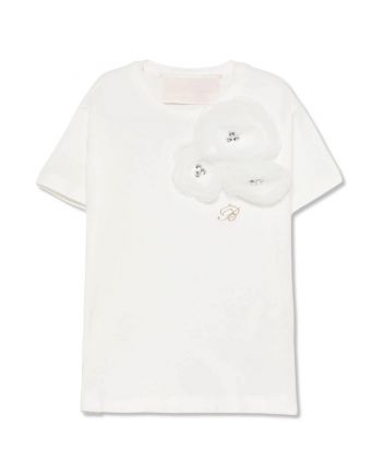 Girl White floral-applique T-shirt